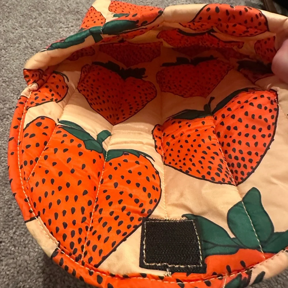 BAGGU Strawberry Print Padded Tablet Sleeve in Orange and Green